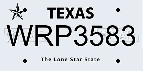 WRP3583 Texas License Plate
