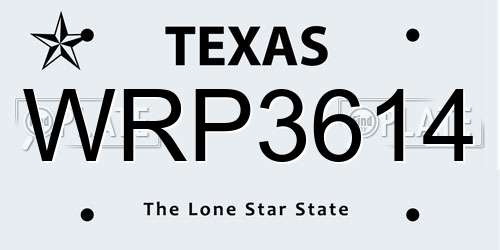 WRP3614 Texas License Plate