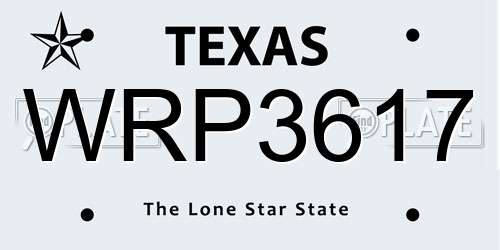 WRP3617 Texas License Plate