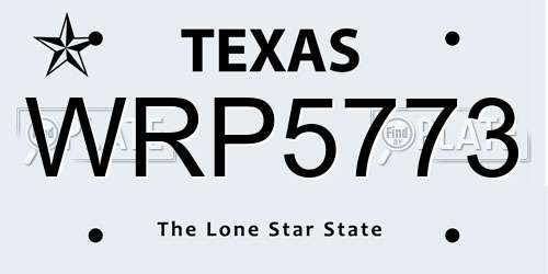 WRP5773 Texas License Plate