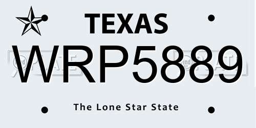 WRP5889 Texas License Plate