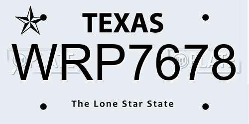 WRP7678 Texas License Plate