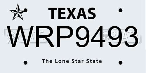 WRP9493 Texas License Plate