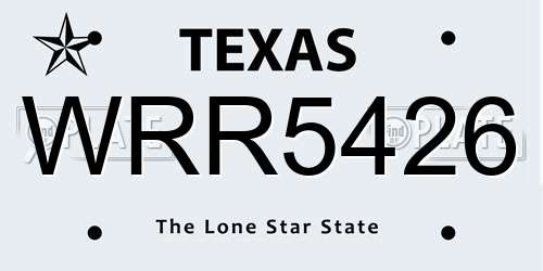 WRR5426 Texas License Plate
