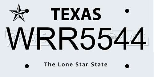 WRR5544 Texas License Plate