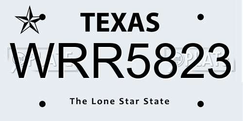 WRR5823 Texas License Plate