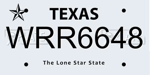 WRR6648 Texas License Plate
