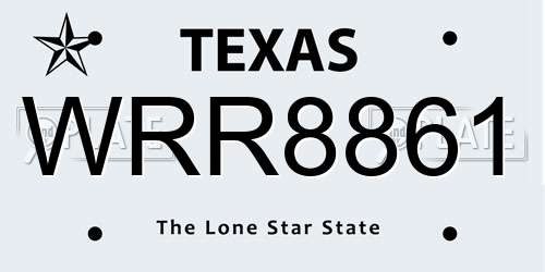 WRR8861 Texas License Plate