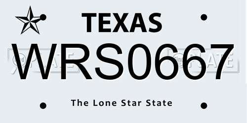 WRS0667 Texas License Plate