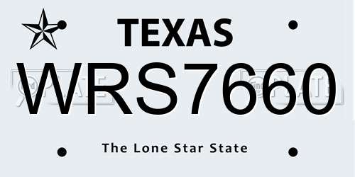 WRS7660 Texas License Plate