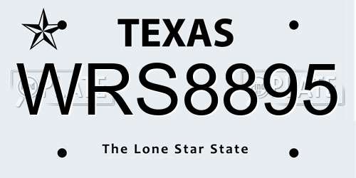 WRS8895 Texas License Plate