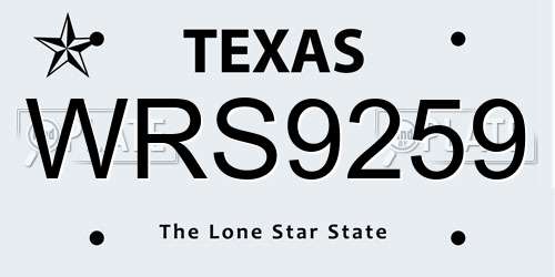 WRS9259 Texas License Plate