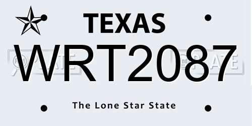 WRT2087 Texas License Plate