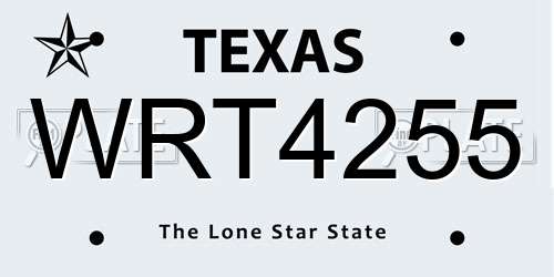 WRT4255 Texas License Plate