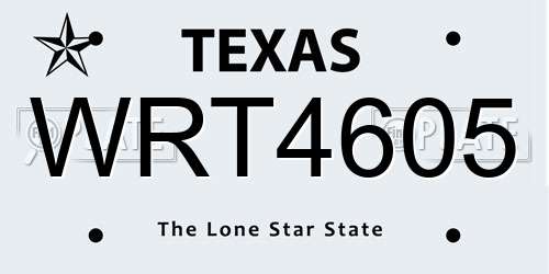 WRT4605 Texas License Plate