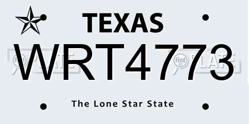 WRT4773 Texas License Plate