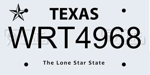 WRT4968 Texas License Plate