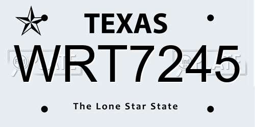 WRT7245 Texas License Plate