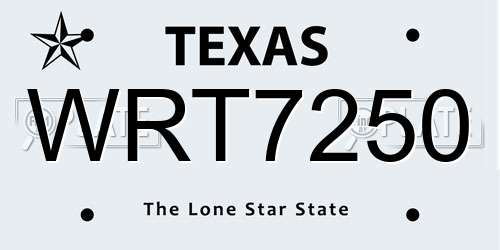 WRT7250 Texas License Plate