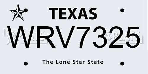 WRV7325 Texas License Plate