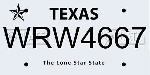 WRW4667 Texas License Plate