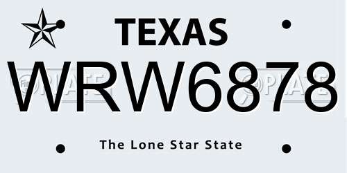 WRW6878 Texas License Plate