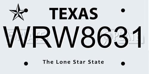 WRW8631 Texas License Plate