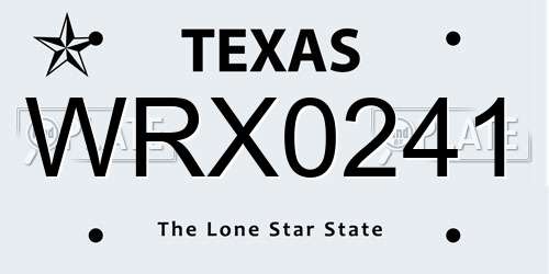 WRX0241 Texas License Plate