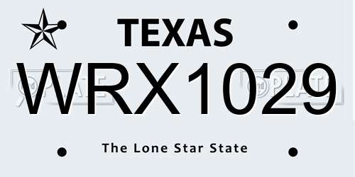 WRX1029 Texas License Plate