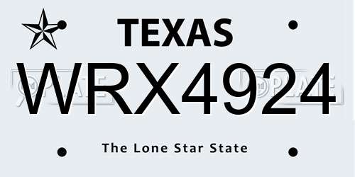 WRX4924 Texas License Plate