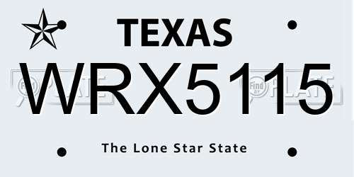 WRX5115 Texas License Plate