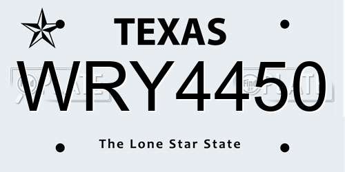 WRY4450 Texas License Plate