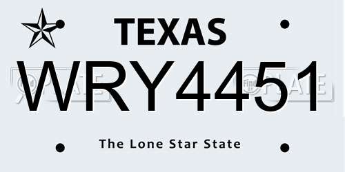 WRY4451 Texas License Plate