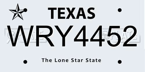 WRY4452 Texas License Plate