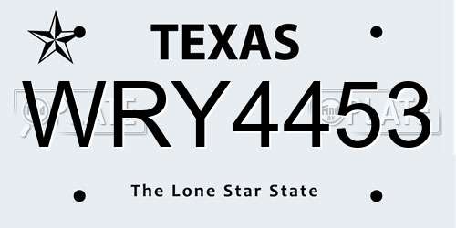 WRY4453 Texas License Plate