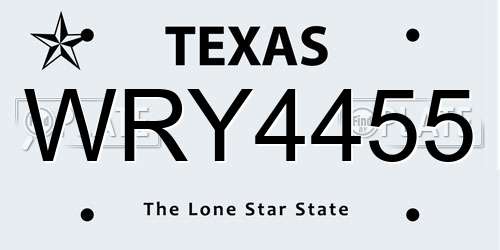 WRY4455 Texas License Plate