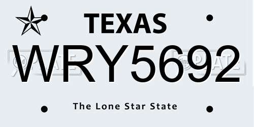 WRY5692 Texas License Plate