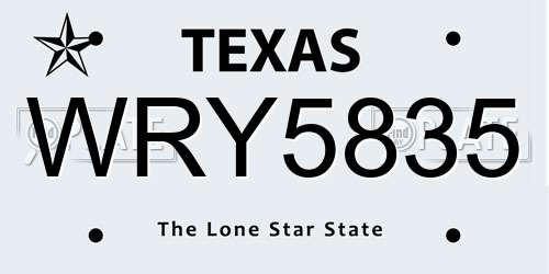WRY5835 Texas License Plate