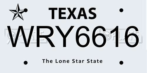 WRY6616 Texas License Plate
