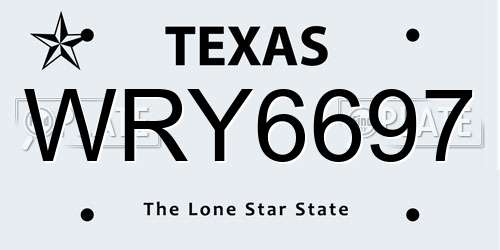 WRY6697 Texas License Plate