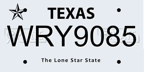 WRY9085 Texas License Plate