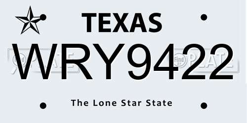WRY9422 Texas License Plate