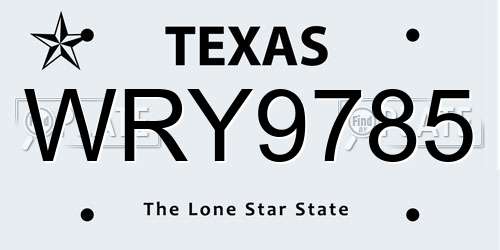WRY9785 Texas License Plate