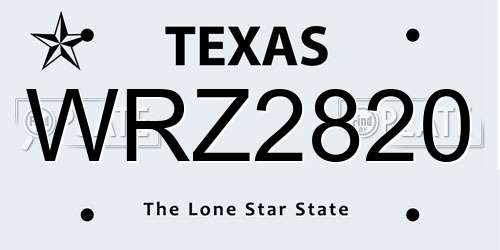 WRZ2820 Texas License Plate