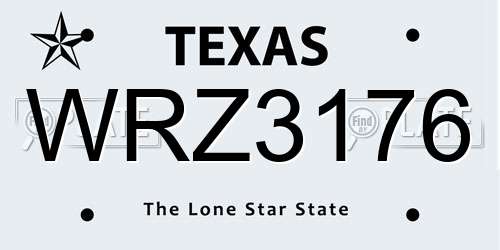 WRZ3176 Texas License Plate