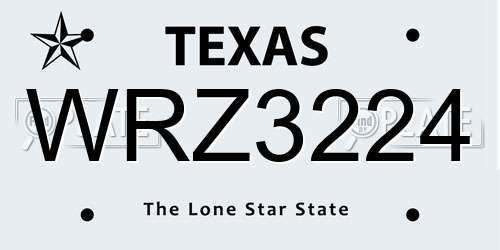 WRZ3224 Texas License Plate