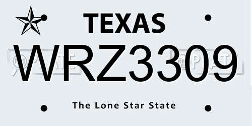 WRZ3309 Texas License Plate