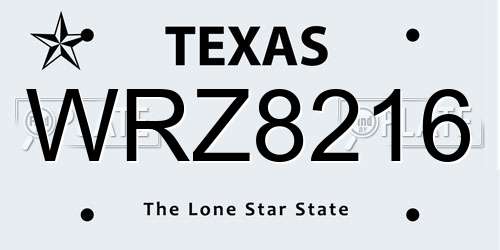 WRZ8216 Texas License Plate
