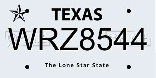 WRZ8544 Texas License Plate