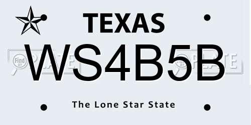 WS4B5B Texas License Plate